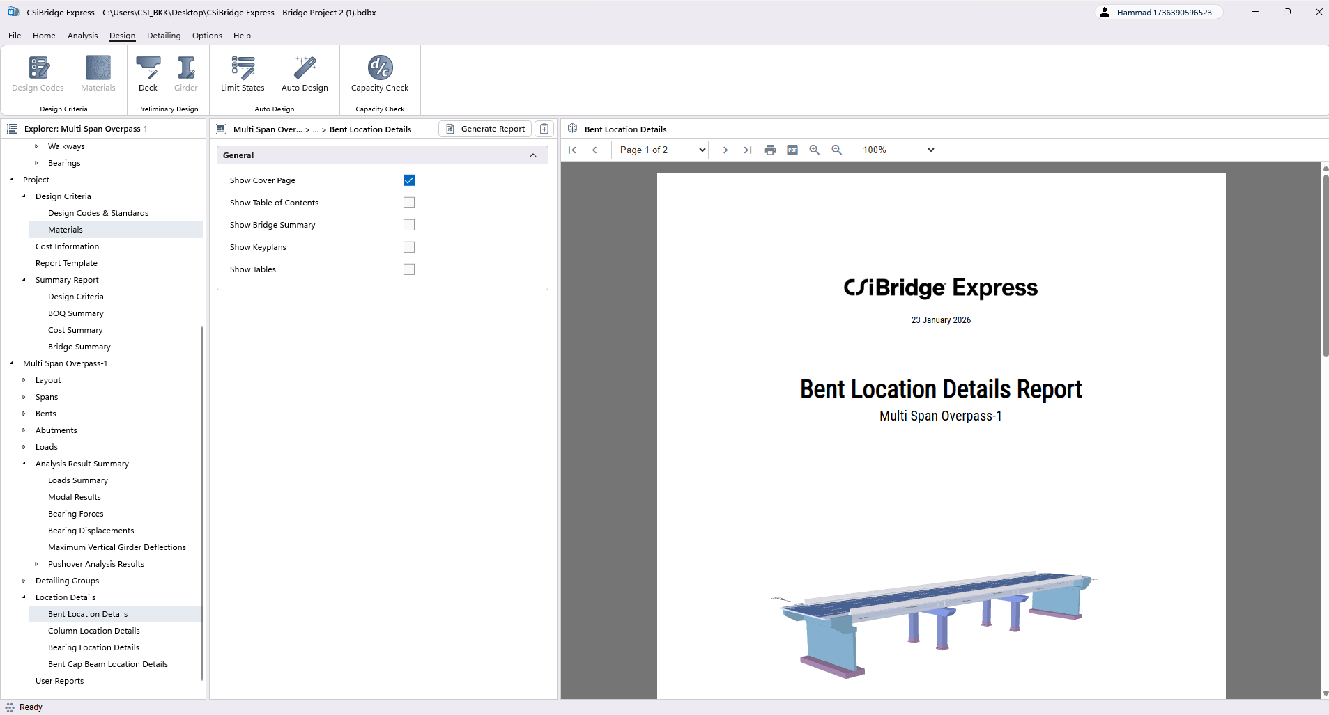 Bent Location Details Report