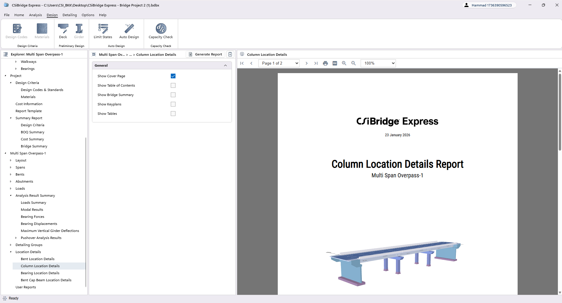 Column Location Details Report